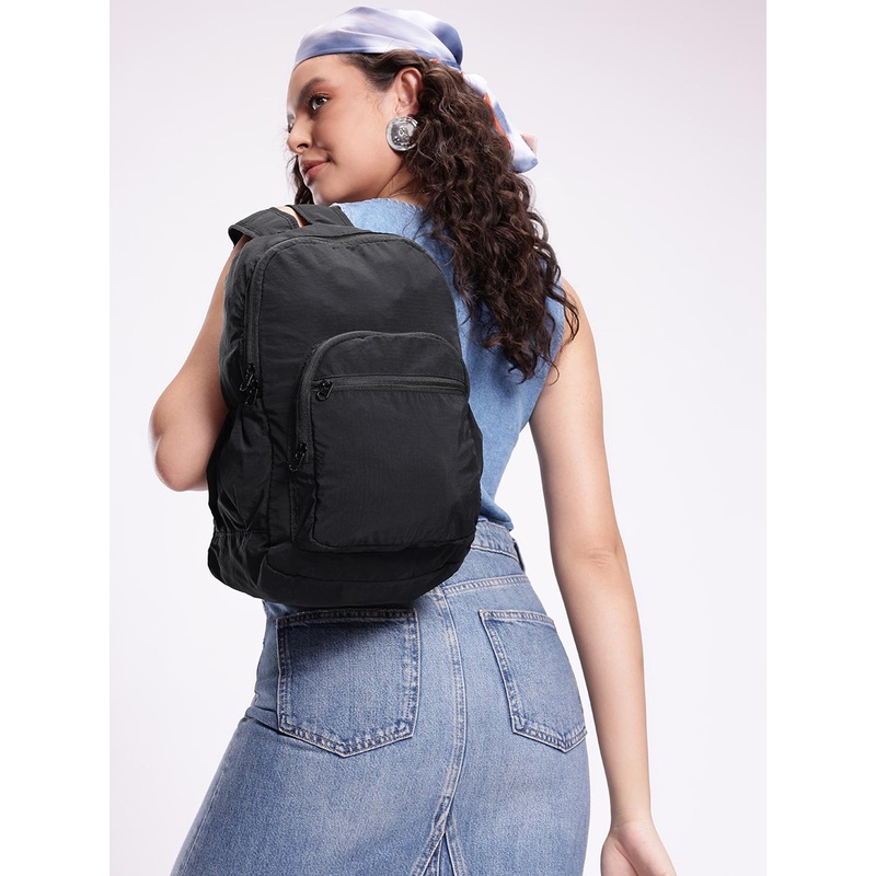 Roadster Women Black Collge Backpack With Pouch