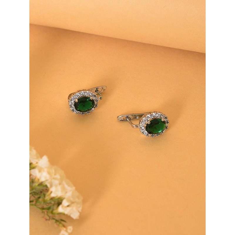 SOHI Green Contemporary Drop Earrings