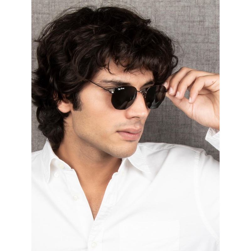 Ted Smith Green Lens & Black Square Sunglasses with UV Protected Lens HEXON_C7