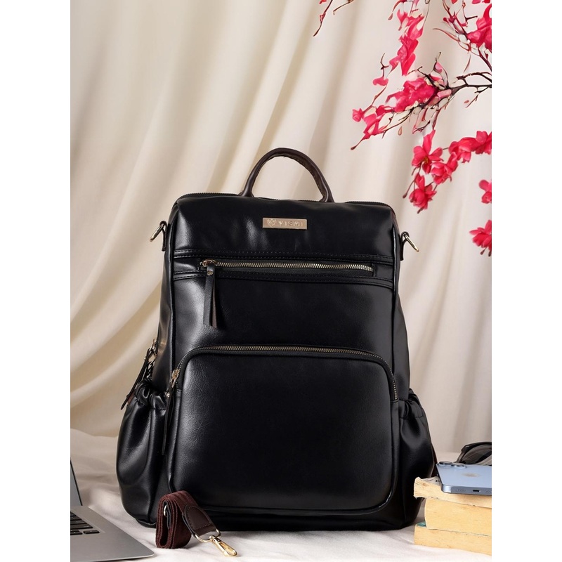 VISMIINTREND Women Black PU Leather 15\