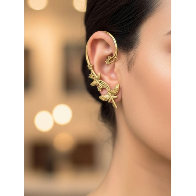 VIVAZS Gold-Plated Butterfly Shaped Ear Cuffs
