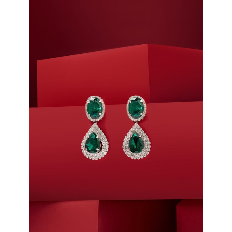 Zaveri Pearls Women Contemporary Stones Dazzling Austrian Diamonds Drop Earrings