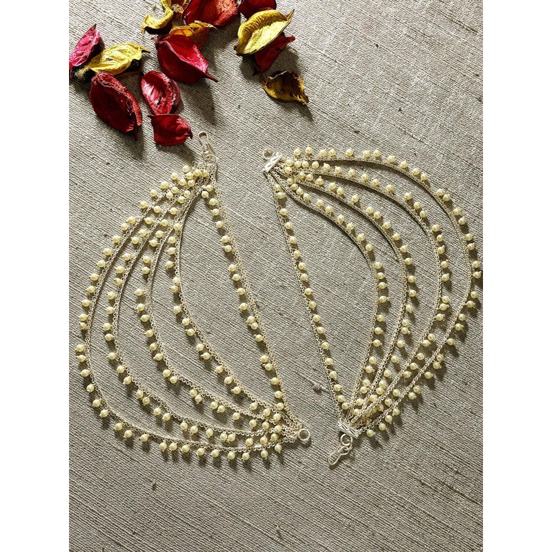 ZENEME Gold Plated Classic Layered Pearl Earchain