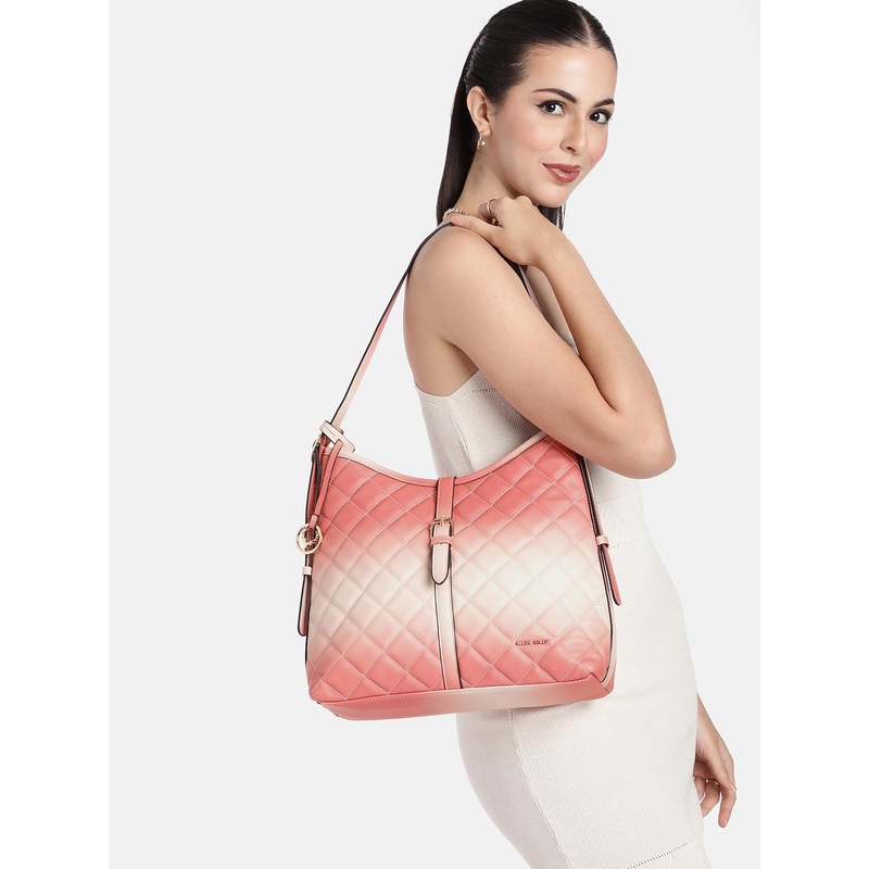 Allen Solly Colourblocked Structured Quilted Hobo Bag