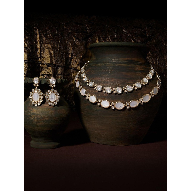 AMI Gold-Plated Stone-Studded Jewellery Set