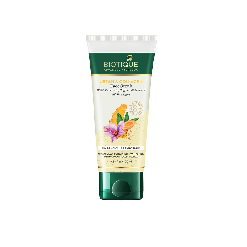 Biotique Ubtan & Collagen Tan Removal Face Scrub with Turmeric & Saffron – 100 g