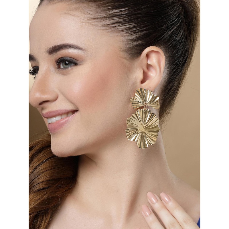 Bohey by KARATCART Gold Plated Contemporary Studs