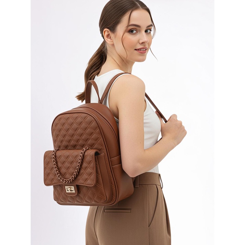 DressBerry Women Textured Backpack With Quilted