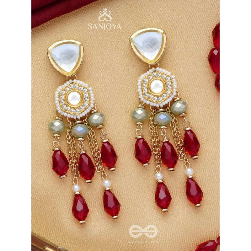 EVERSTYLISH Sanjoya Golden Embellished Polki & Kundan Earrings