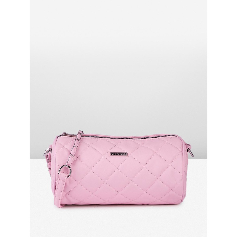 Fastrack Self Design Cylindrical Structured Sling Bag with Quilted Detail