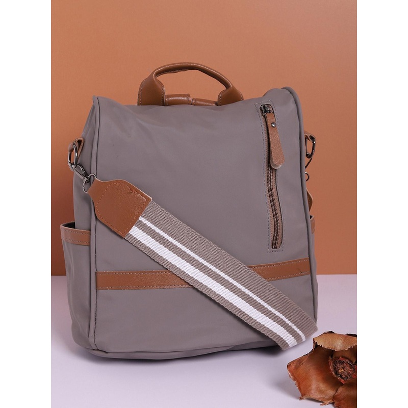HAUTE SAUCE   Women Grey & Brown Solid Backpack