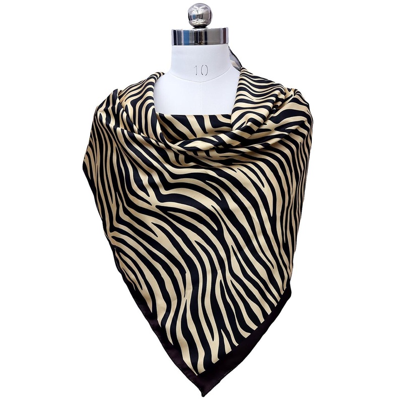 Leeza Store Abstract Printed Satin Scarf