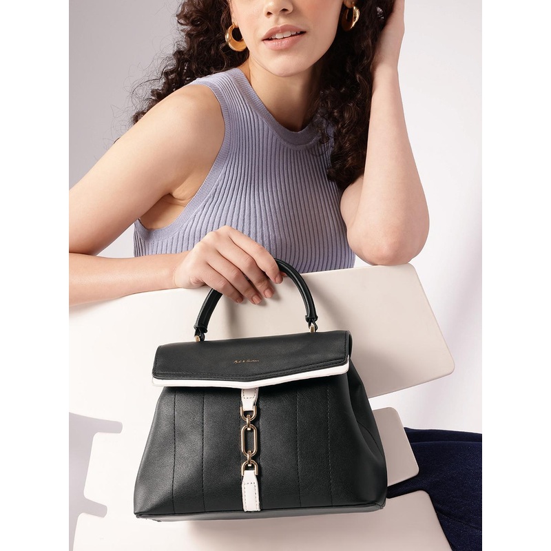 Mast & Harbour Structured Satchel with Buckle Detail