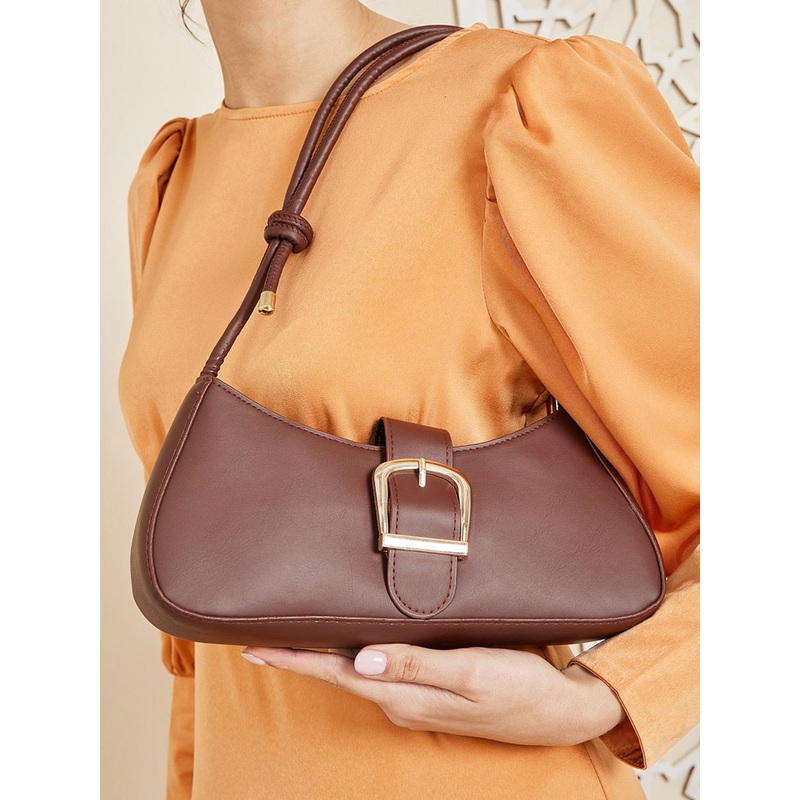 Styli Brown Structured Twisted Knot Satchel