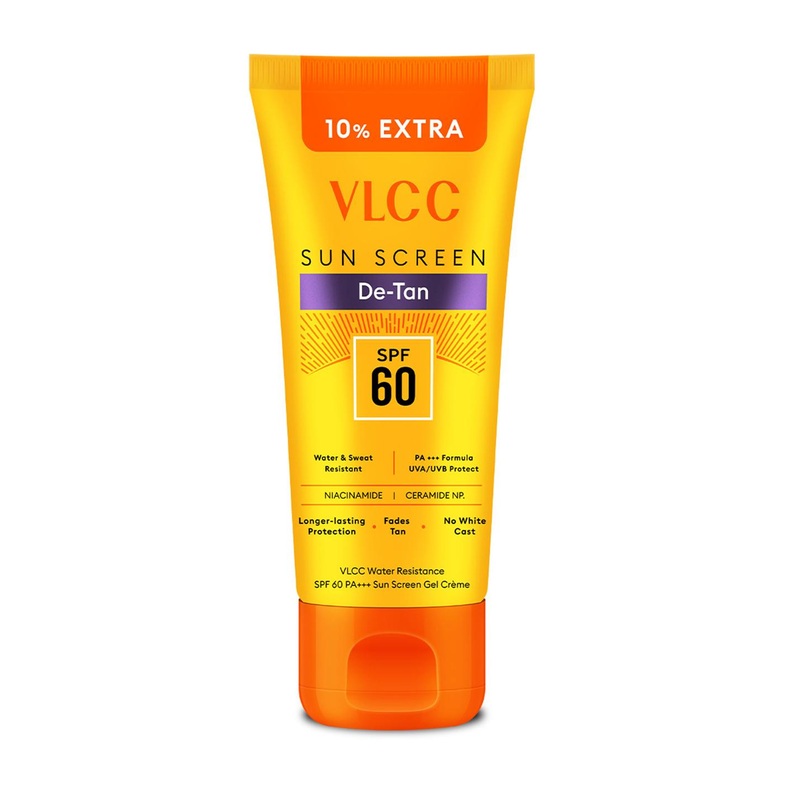VLCC DeTan Water Resistant SPF 60 PA+++ Sunscreen Gel Creme 100g with 10g Extra