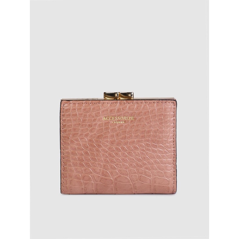 Accessorize Women Pink Animal Textured Two Fold Wallet