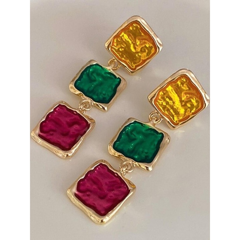 AKISON JEWELS Women Alloy Gold-Plated Square Shaped Earrings