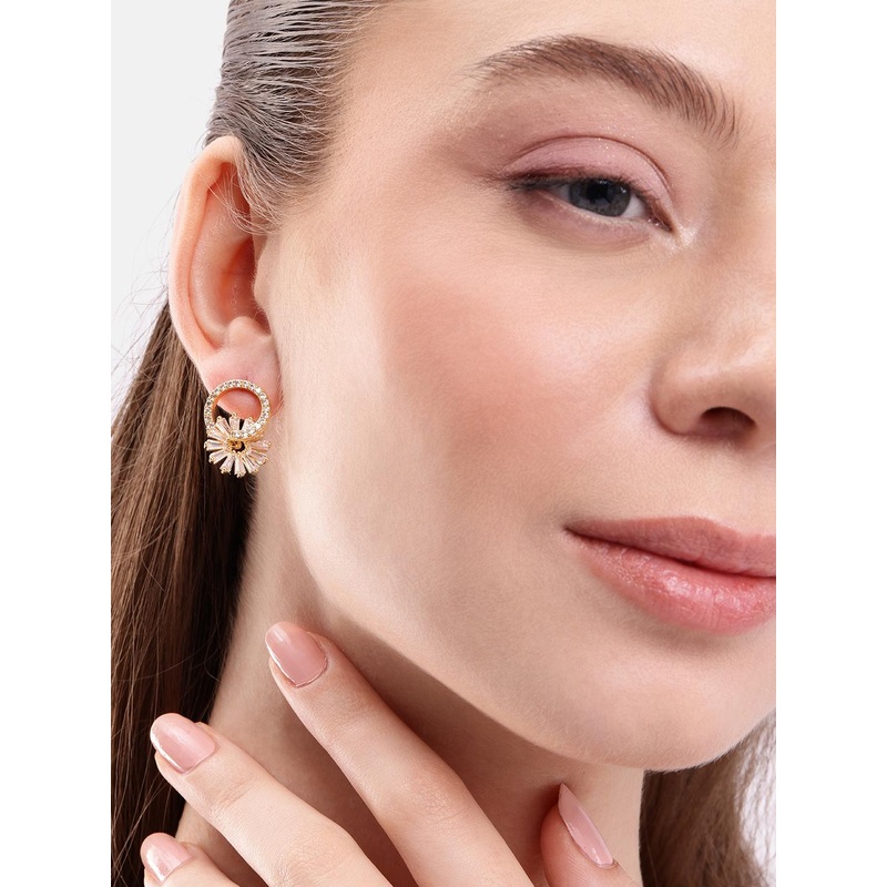 DressBerry Contemporary Stone Studded Drop Earrings