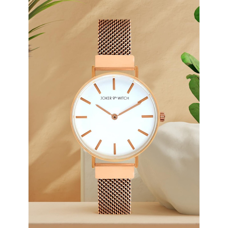JOKER & WITCH Women White & Gold-Toned Analogue Watch AMWW386