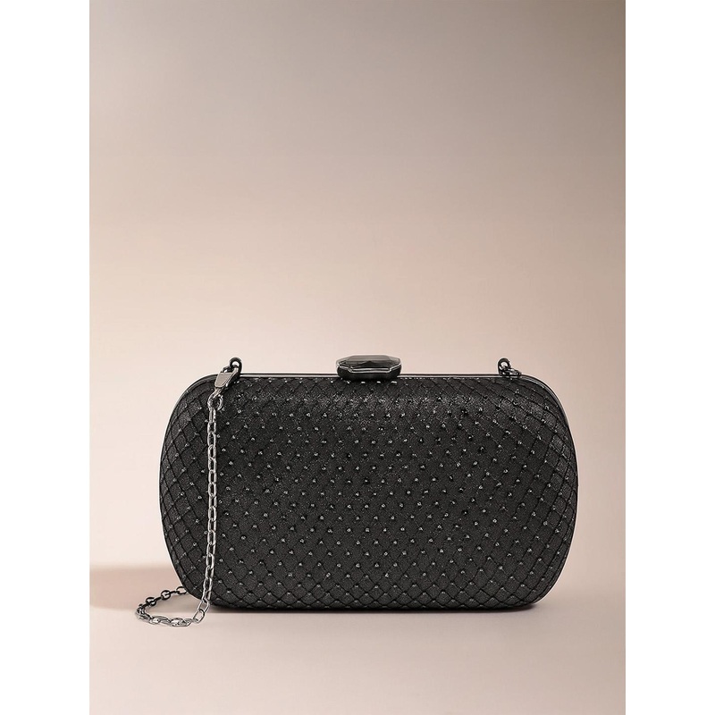 Lino Perros Women Embellished Box Clutch with Glittery Effect