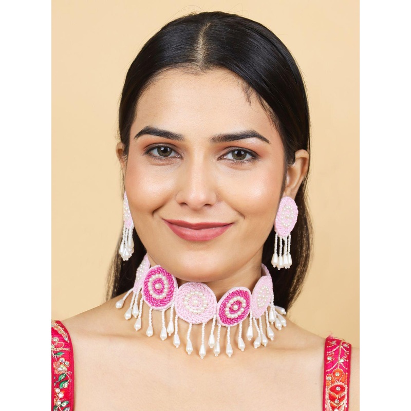 Sangria Boho Gold-Plated Artificial Beads Beaded Jewellery Set