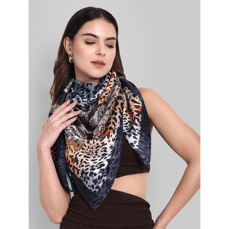 Sarisp Women Animal Printed Satin Scarf