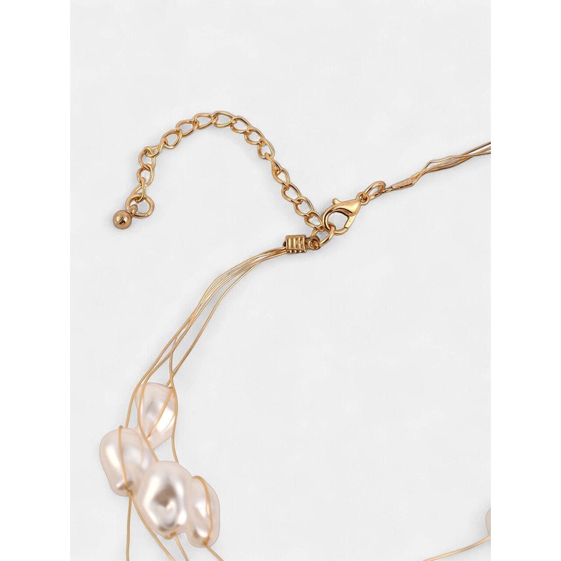 SOHI Gold-Plated Dented-Riviera Collar Gold-Plated Necklace