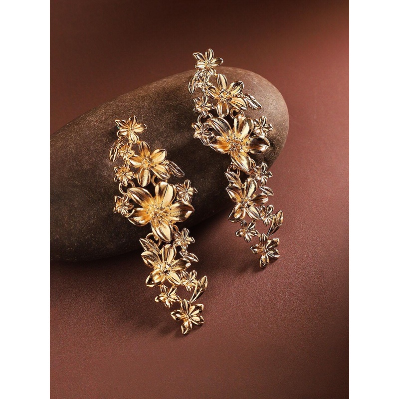 SOHI Gold-Plated Floral Drop Earrings