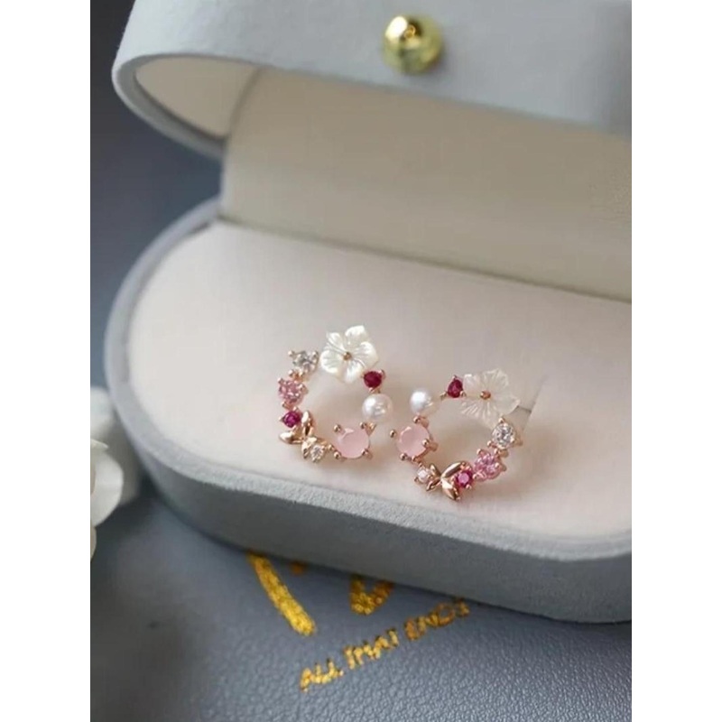 SZN Gold Plated Artificial Stones And Beads Circular Shaped Studs