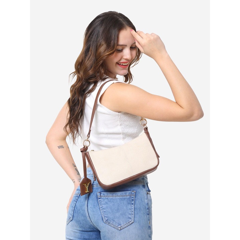 yelloe Colourblocked Structured Handheld Bag