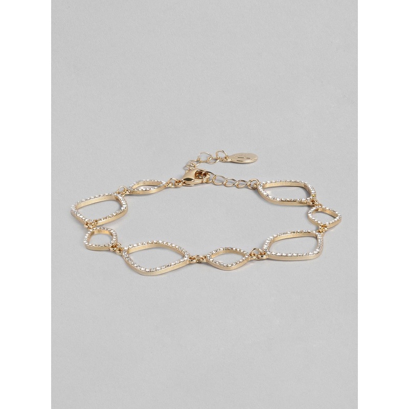 Accessorize Gold-Toned Pave Organic Clasp Bracelet