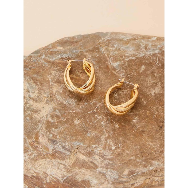 Accessorize Women Gold-Plated Contemporary Hoop Earrings