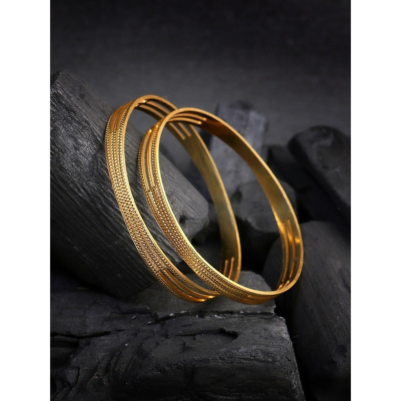 Adwitiya Collection Set Of 2 Gold-Plated  Bangles