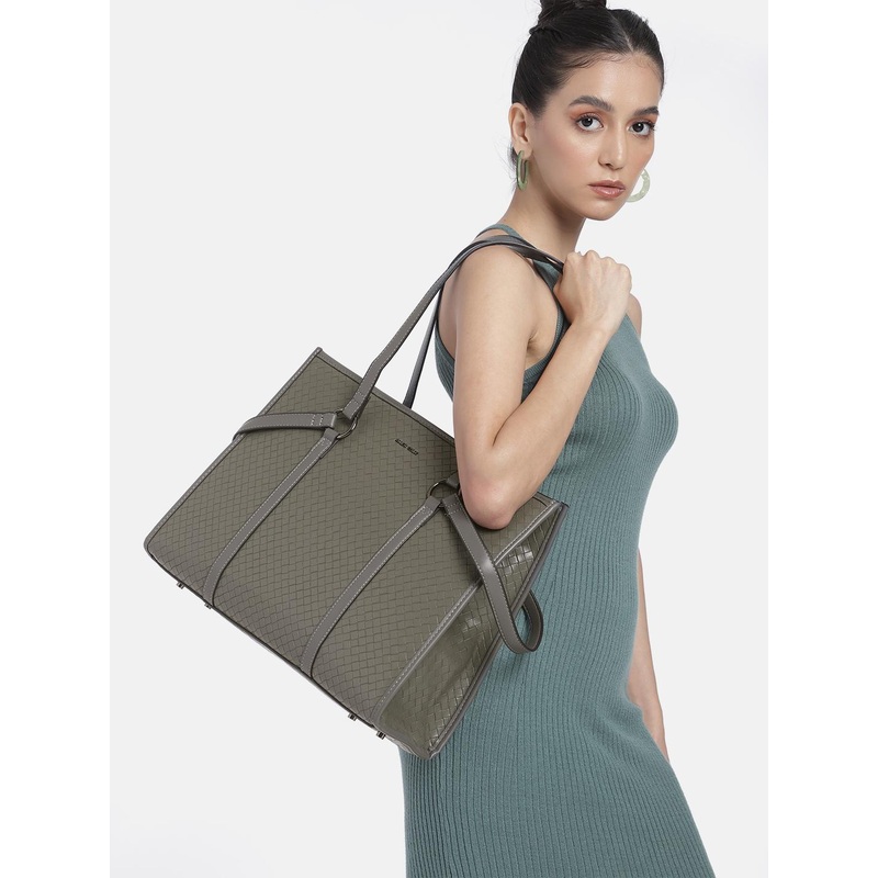 Allen Solly Animal Textured Structured Shoulder Bag with Laptop Sleeve