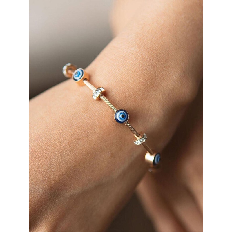 Bohey by KARATCART Cubic Zirconia Gold-Plated Stainless Steel Wraparound Bracelet