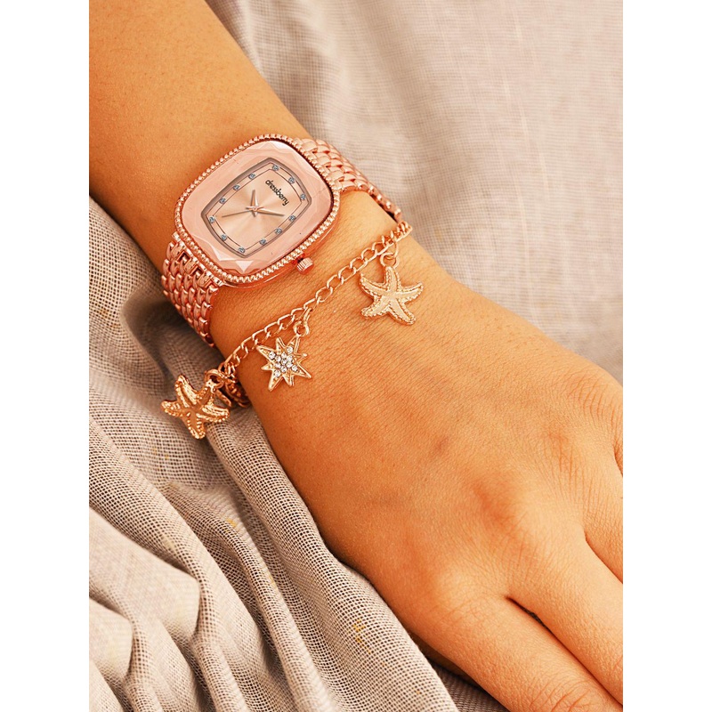 Dressberry Women Embellished Square Dial Bracelet Style Analogue Watches Gift Set