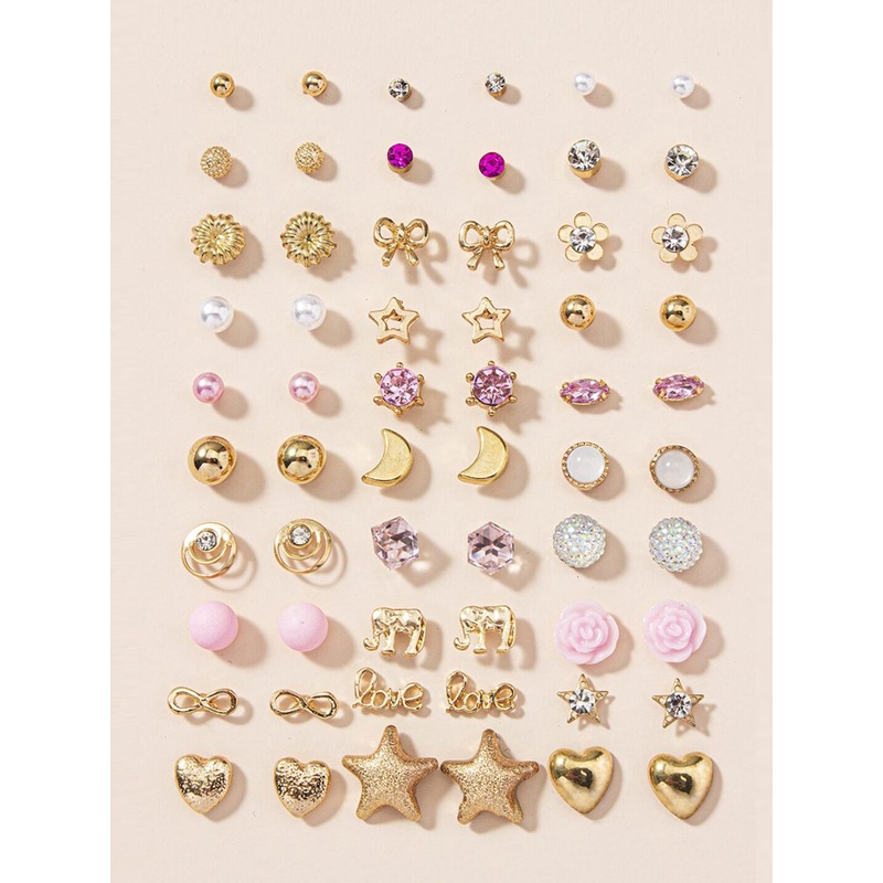 Jewels Galaxy Gold Contemporary Studs Earrings Combo of 30