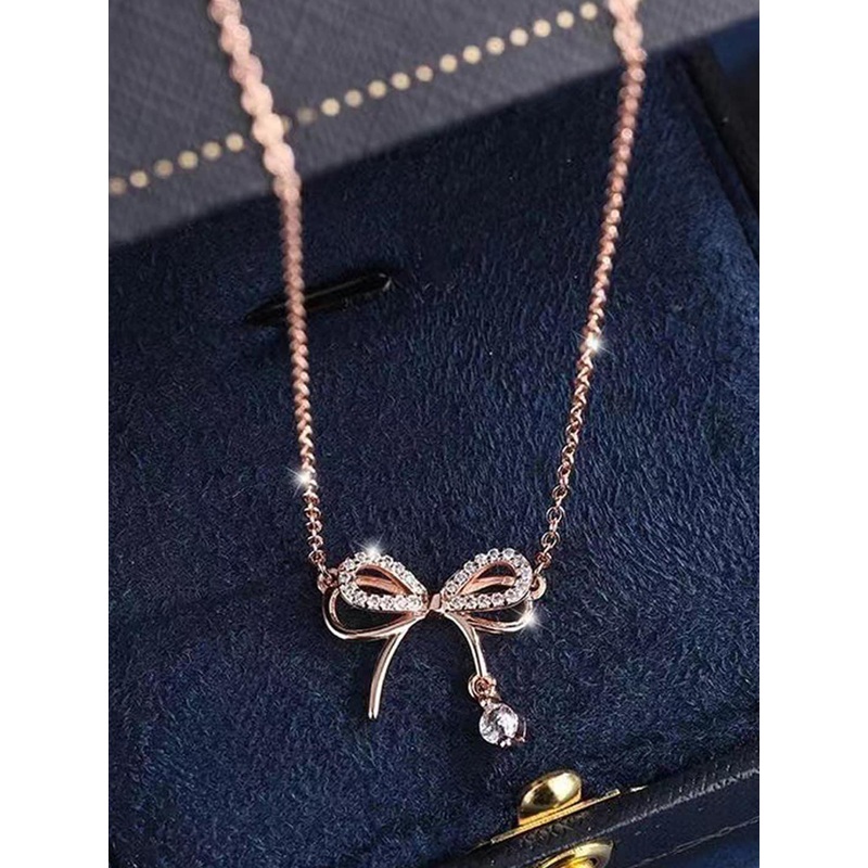 Jewels Galaxy Rose Gold-Plated American Diamond Studded Infinity Design Necklace
