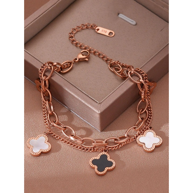 Jewels Galaxy Women Rose Gold-Plated Link Bracelet