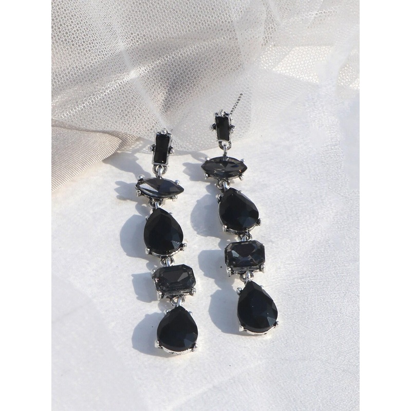 JOKER & WITCH Black Contemporary Drop Earrings