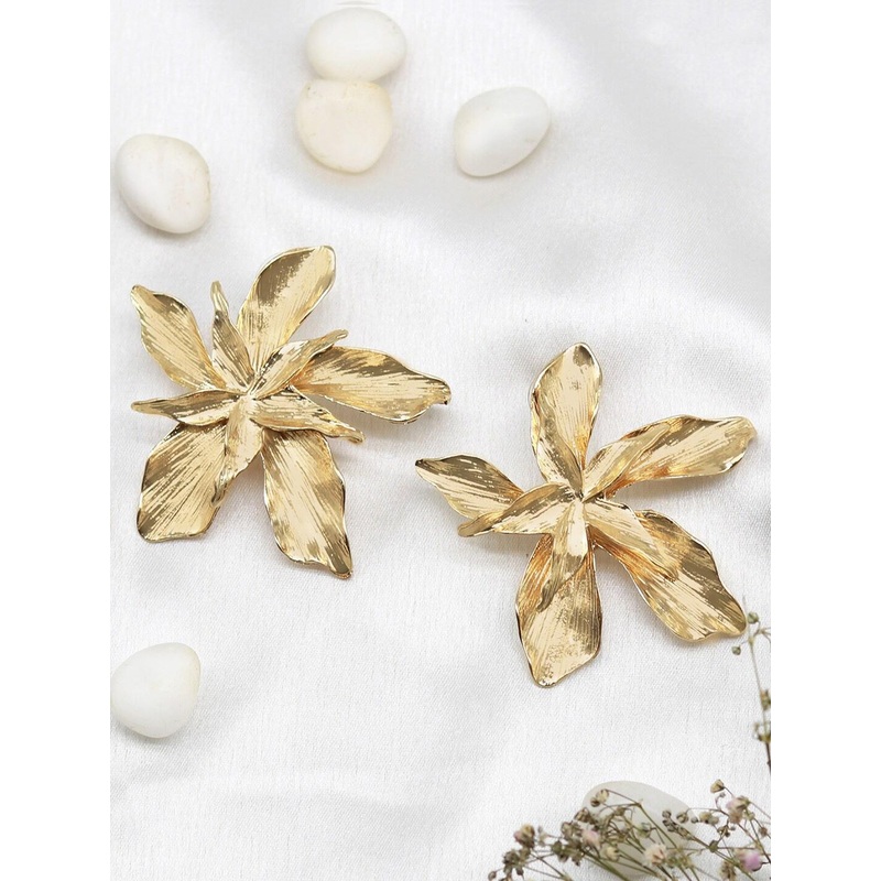 JOKER & WITCH Gold-Toned Floral Studs Earrings