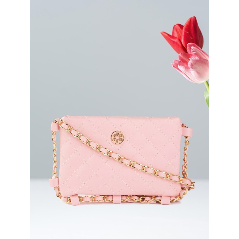 Lino Perros Pink Quilted Small Sling Bag