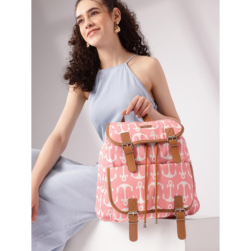 Mast & Harbour Women Printed Canvas College Backpack