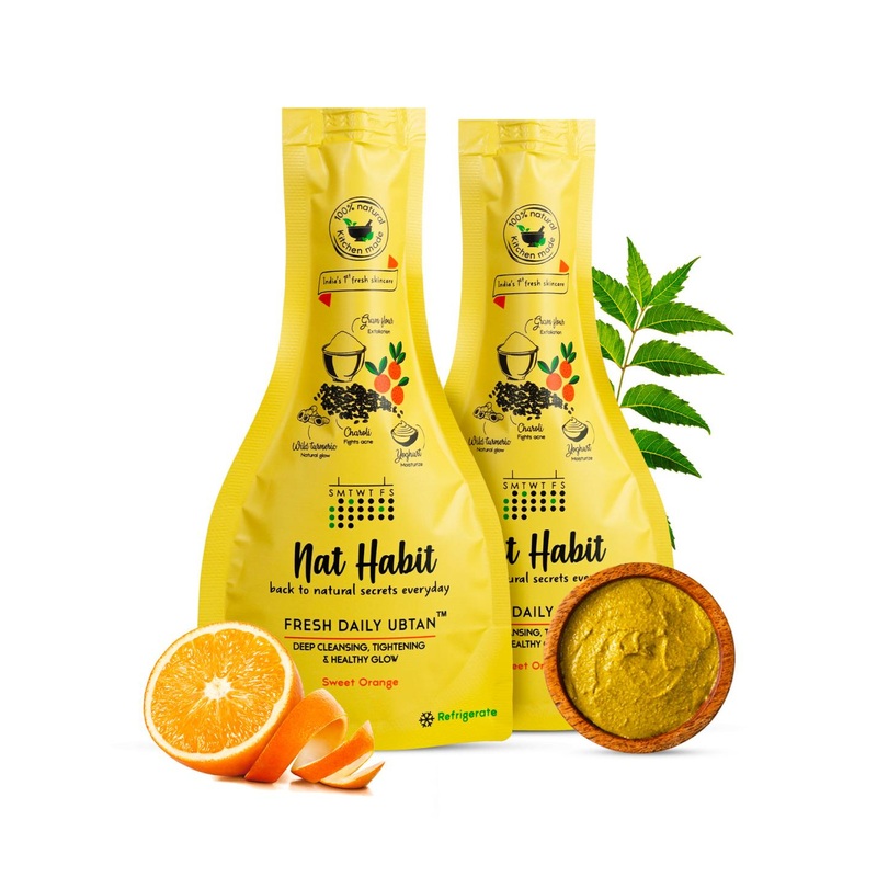 Nat Habit Set of 2 Sweet Orange Fresh Daily Ubtan 40 g (Each)
