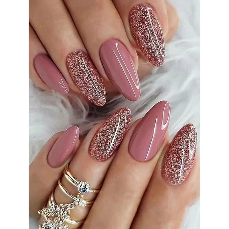 The Pink Truck Set of 24 Reusable Nails in Rose Goddess design