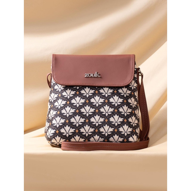 ZOUK Floral Printed Structured Sling Bag