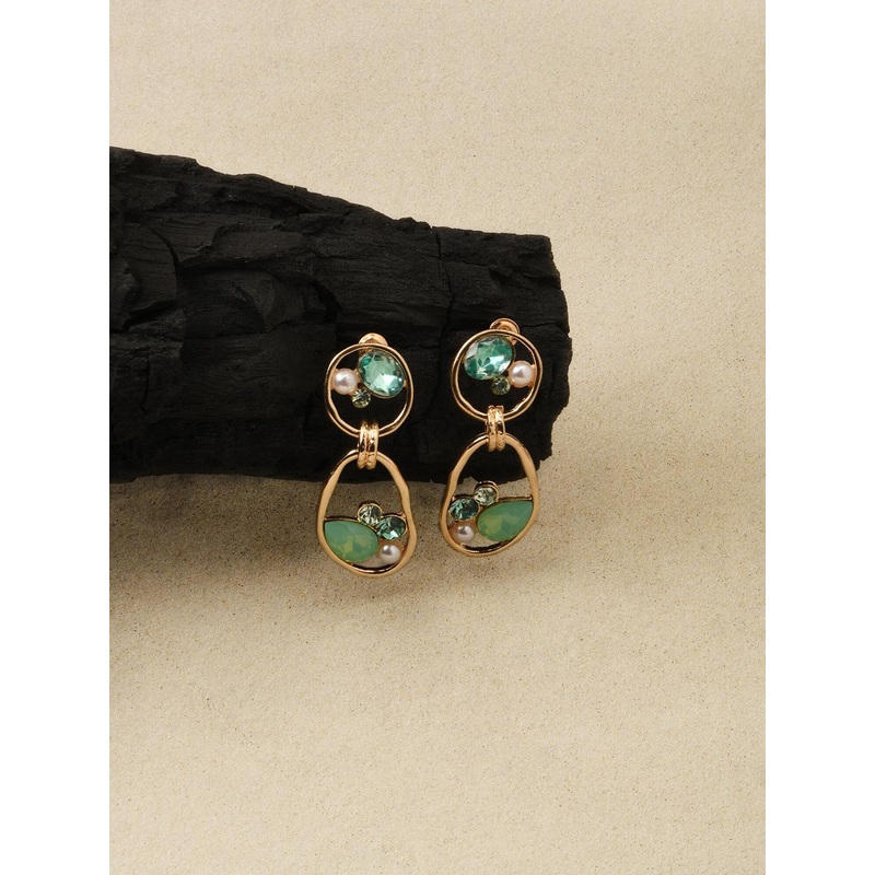 Accessorize Gold-Plated Encircled Gem Drop Earrings