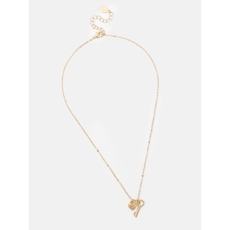 Accessorize London Women Gold Heart & Key Pendant Necklace