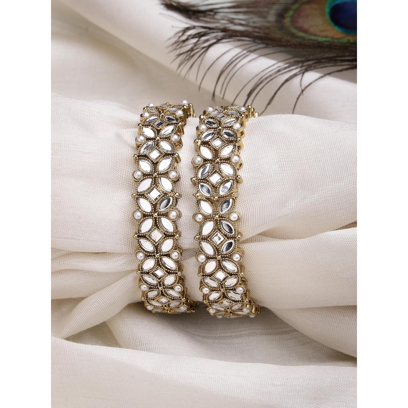 Anouk Set Of 2 Gold-Plated & Kundan-Studded Bangles