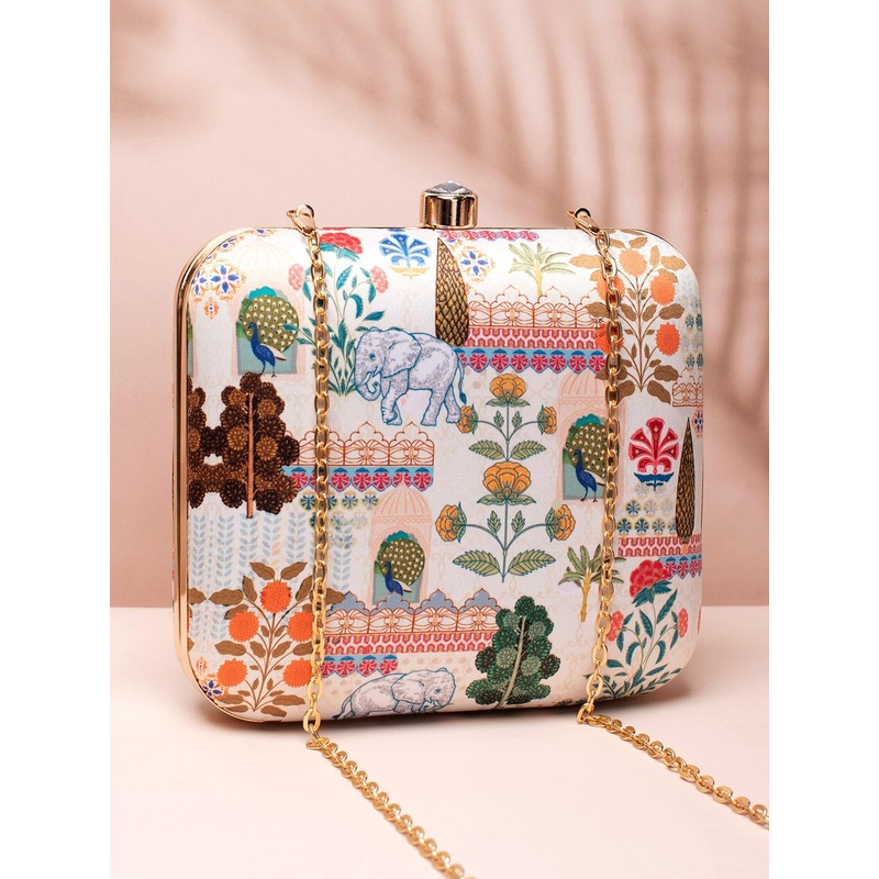 ARTKLIM Graphic Printed Box Clutch